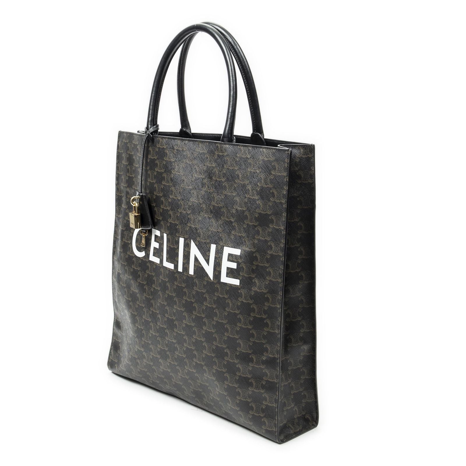 Celine Medium Vertical Cabas Black Brown Triomphe Canvas Messenger — view 2