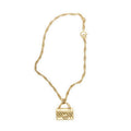Chanel CC Logo Heart Pendant Chain Necklace Gold Plated