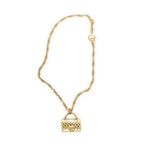 Chanel CC Logo Heart Pendant Chain Necklace Gold Plated