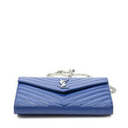 Saint Laurent Classic Cassandre Chain Wallet Blue Matelasse Gray N'de Poudre — view 6