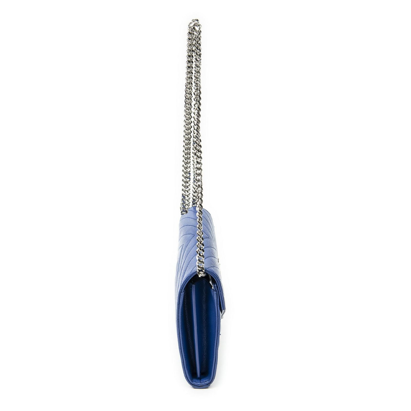 Saint Laurent Classic Cassandre Chain Wallet Blue Matelasse Gray N'de Poudre — view 4