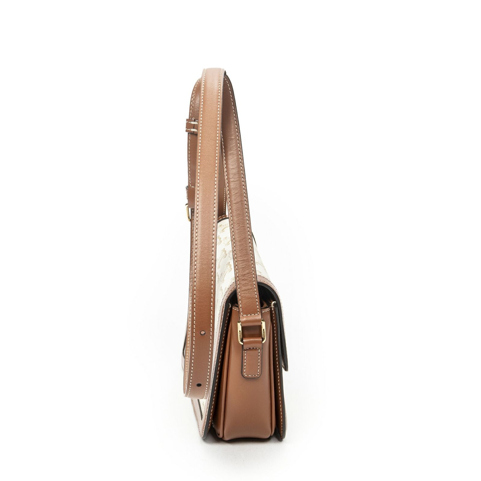 Celine Teen Triomphe Crossbody White Tan Canvas — view 4