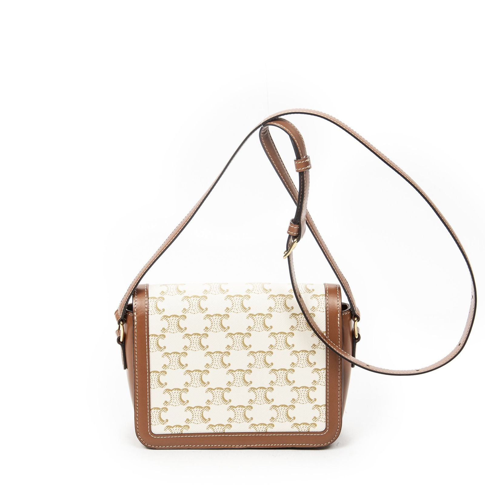Celine Teen Triomphe Crossbody White Tan Canvas — view 5