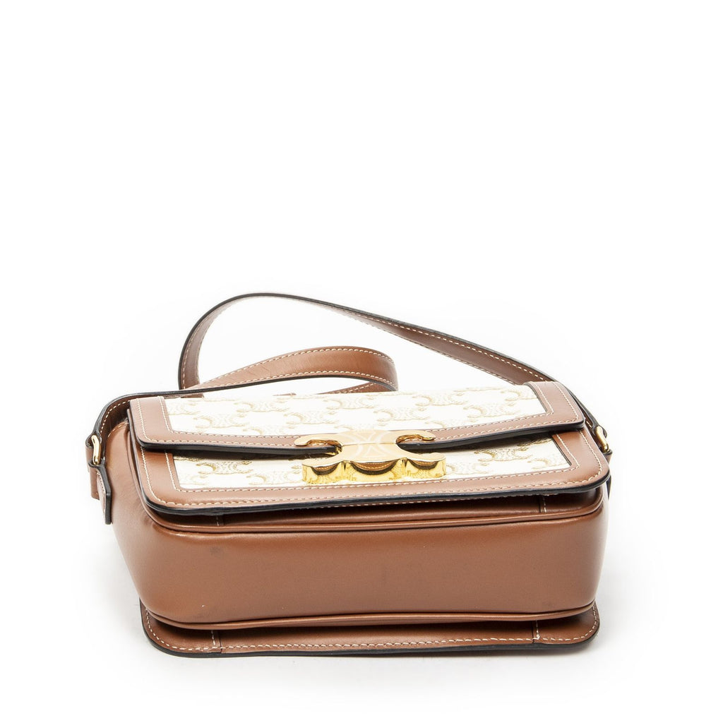 Celine Teen Triomphe Crossbody White Tan Canvas — view 6