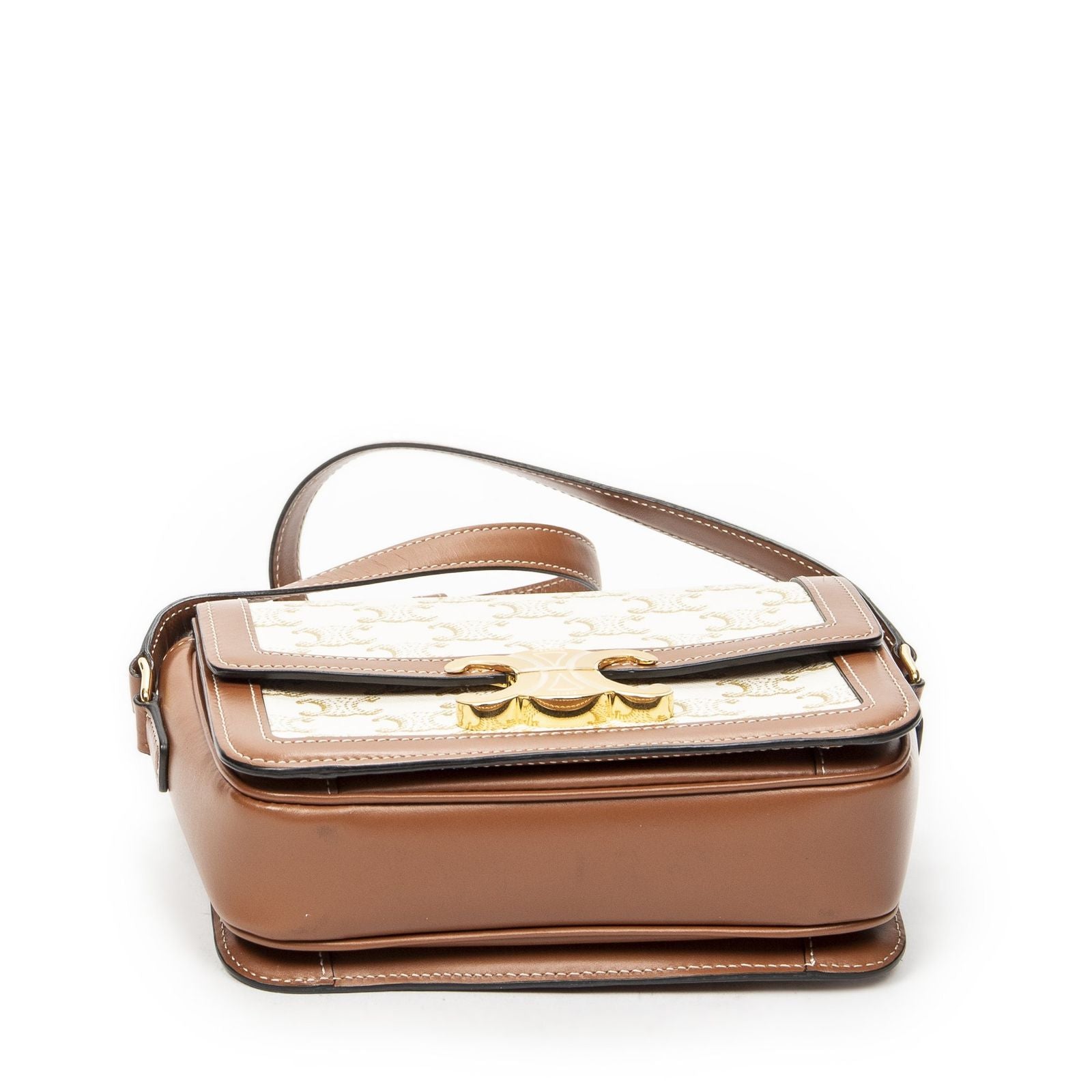 Celine Teen Triomphe Crossbody White Tan Canvas — view 6