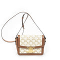 Celine Teen Triomphe Crossbody White Tan Canvas