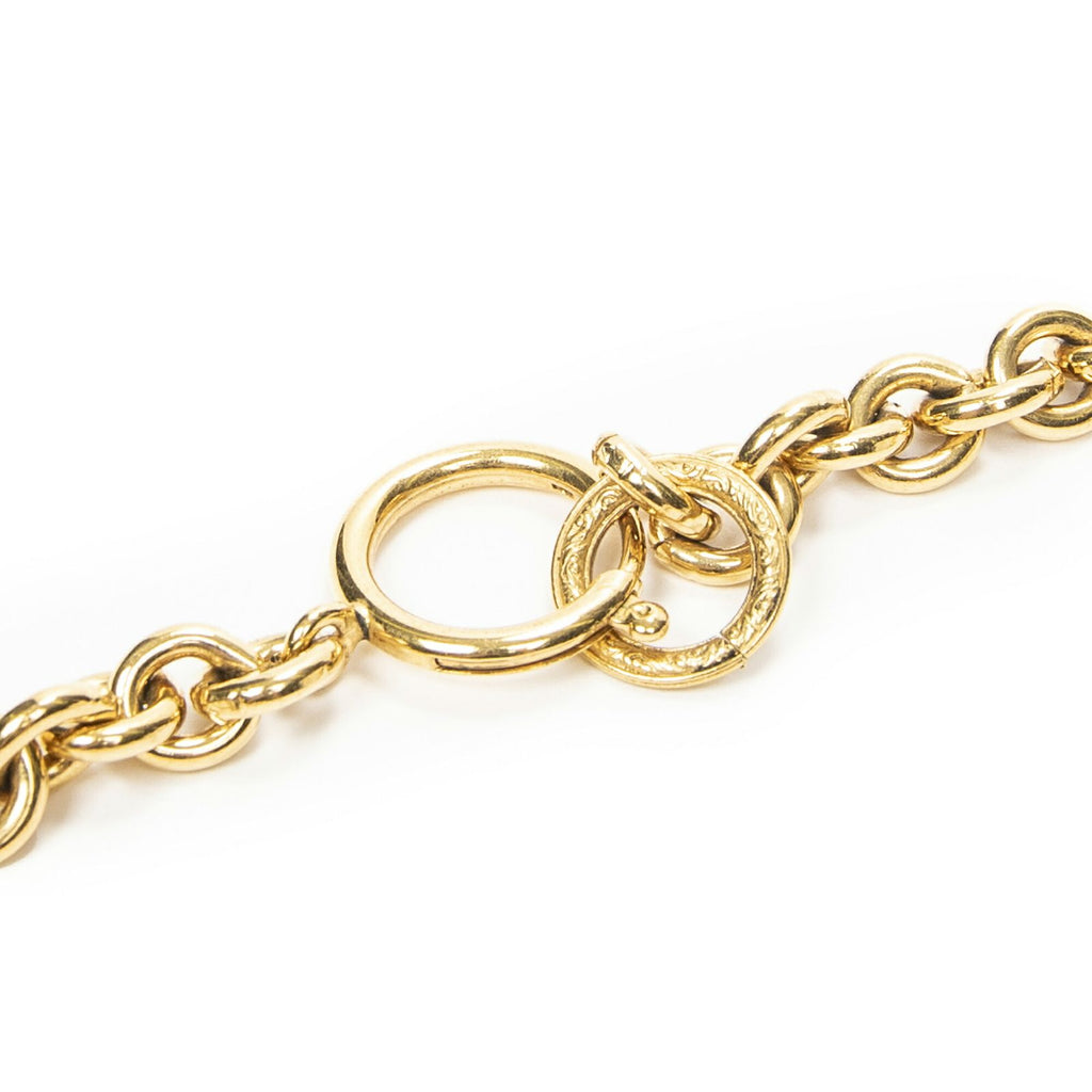 Chanel CC Round Pendant Chain Necklace Gold Plated — view 3