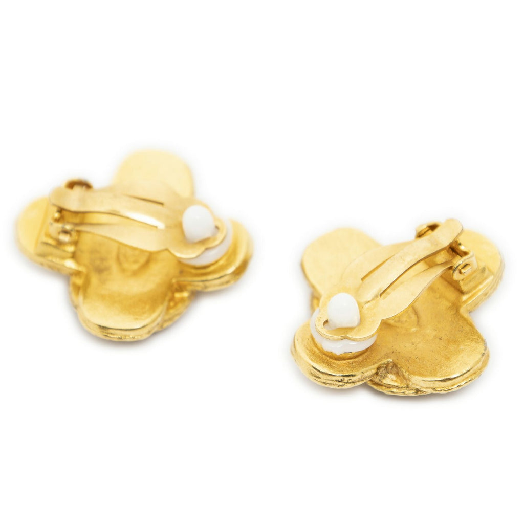 Chanel CC Logo Clip Type Earrings Gold Plated — view 2