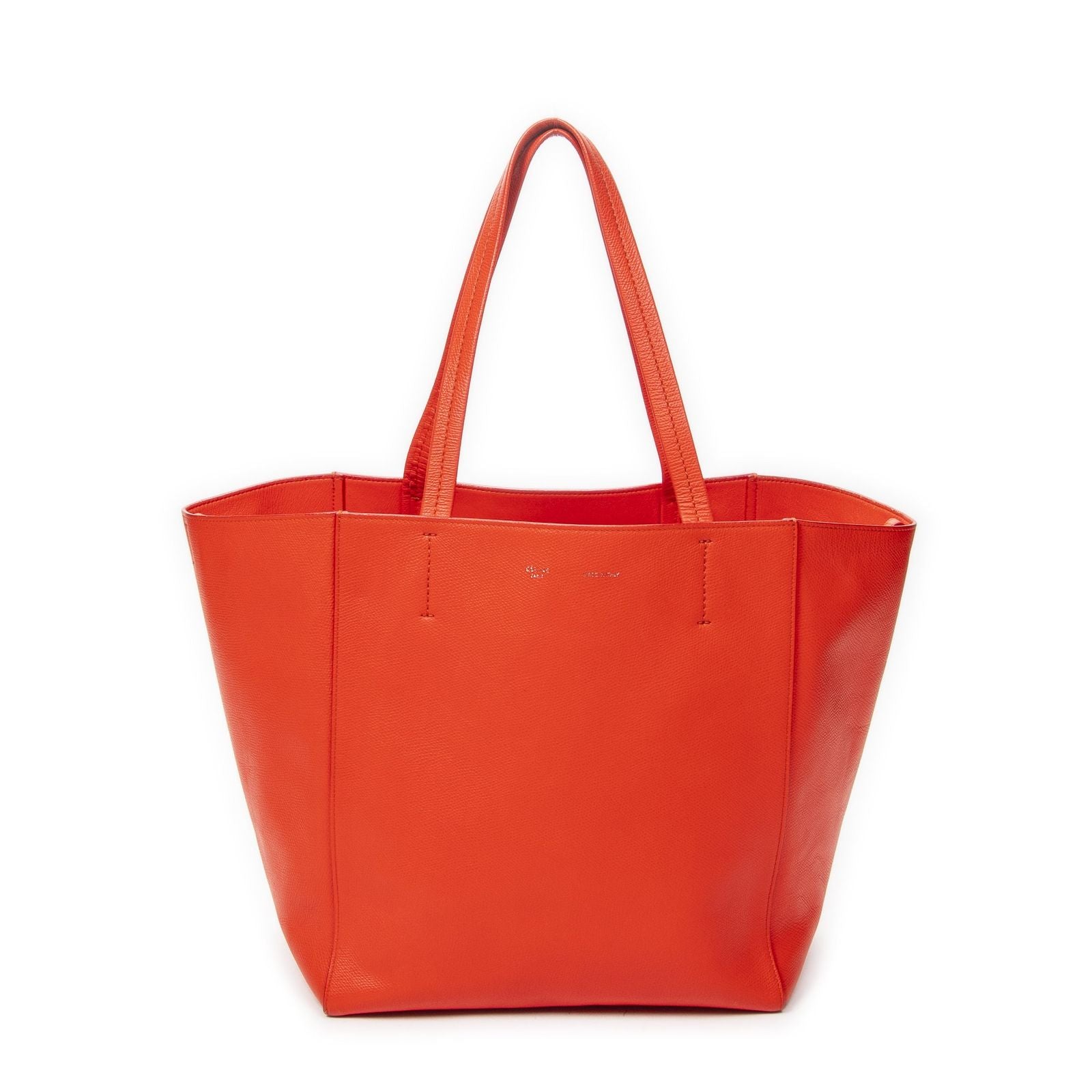 Celine Small Cabas Phantom Tote Red Gray Calfskin Leather