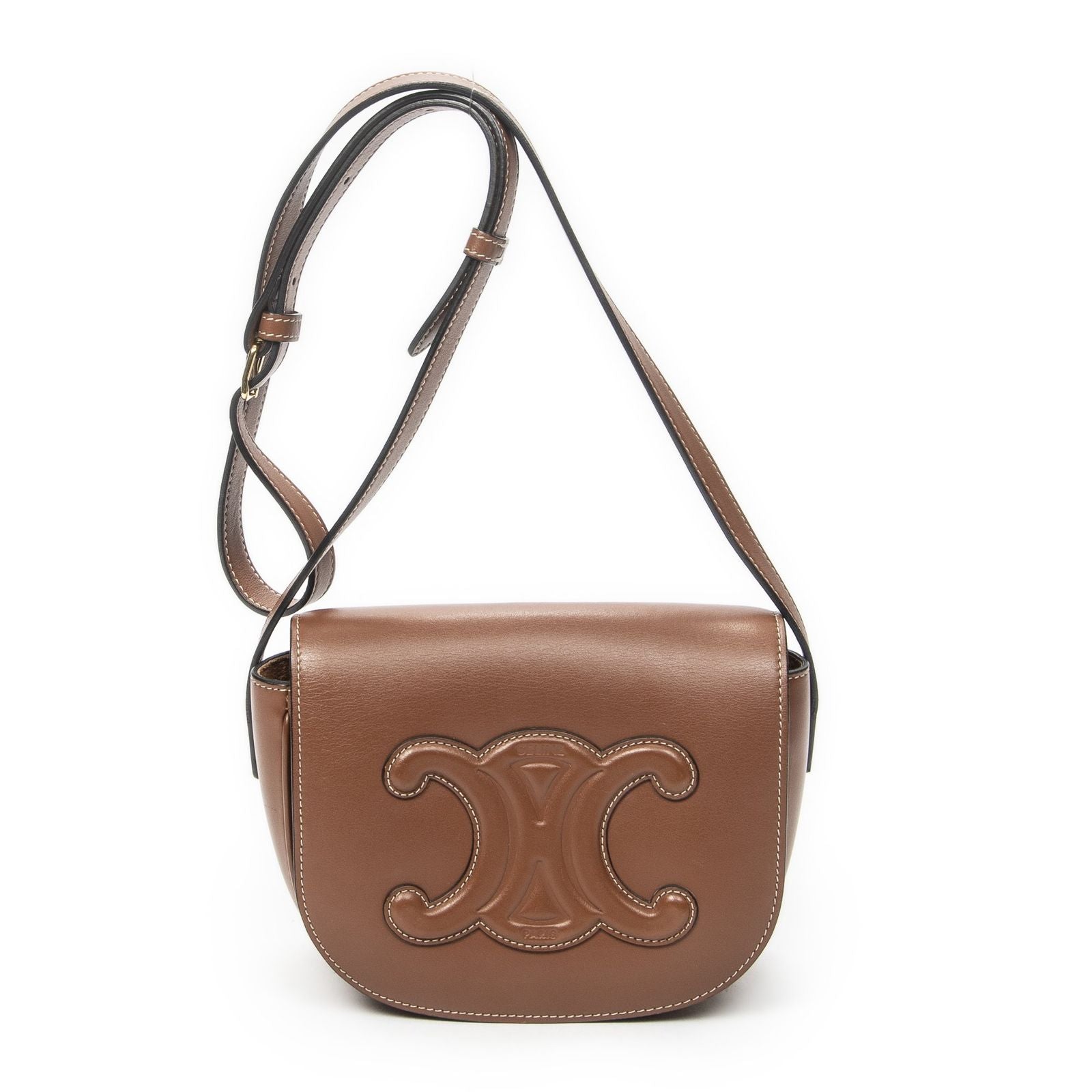 Celine Folco Cuir Triomphe Bag Brown Calfskin Leather