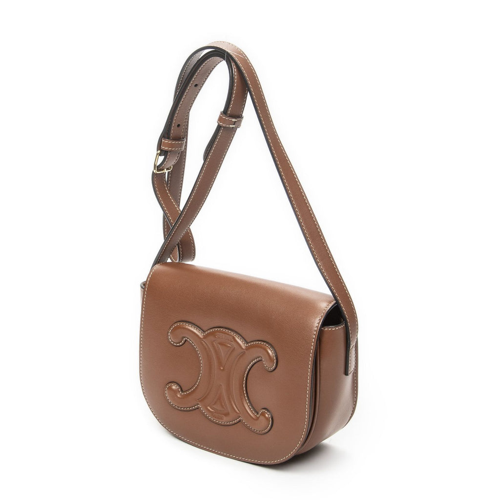 Celine Folco Cuir Triomphe Bag Brown Calfskin Leather — view 2
