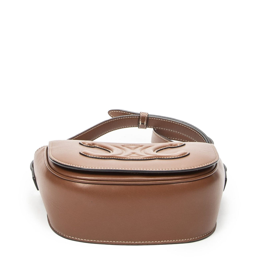 Celine Folco Cuir Triomphe Bag Brown Calfskin Leather — view 6