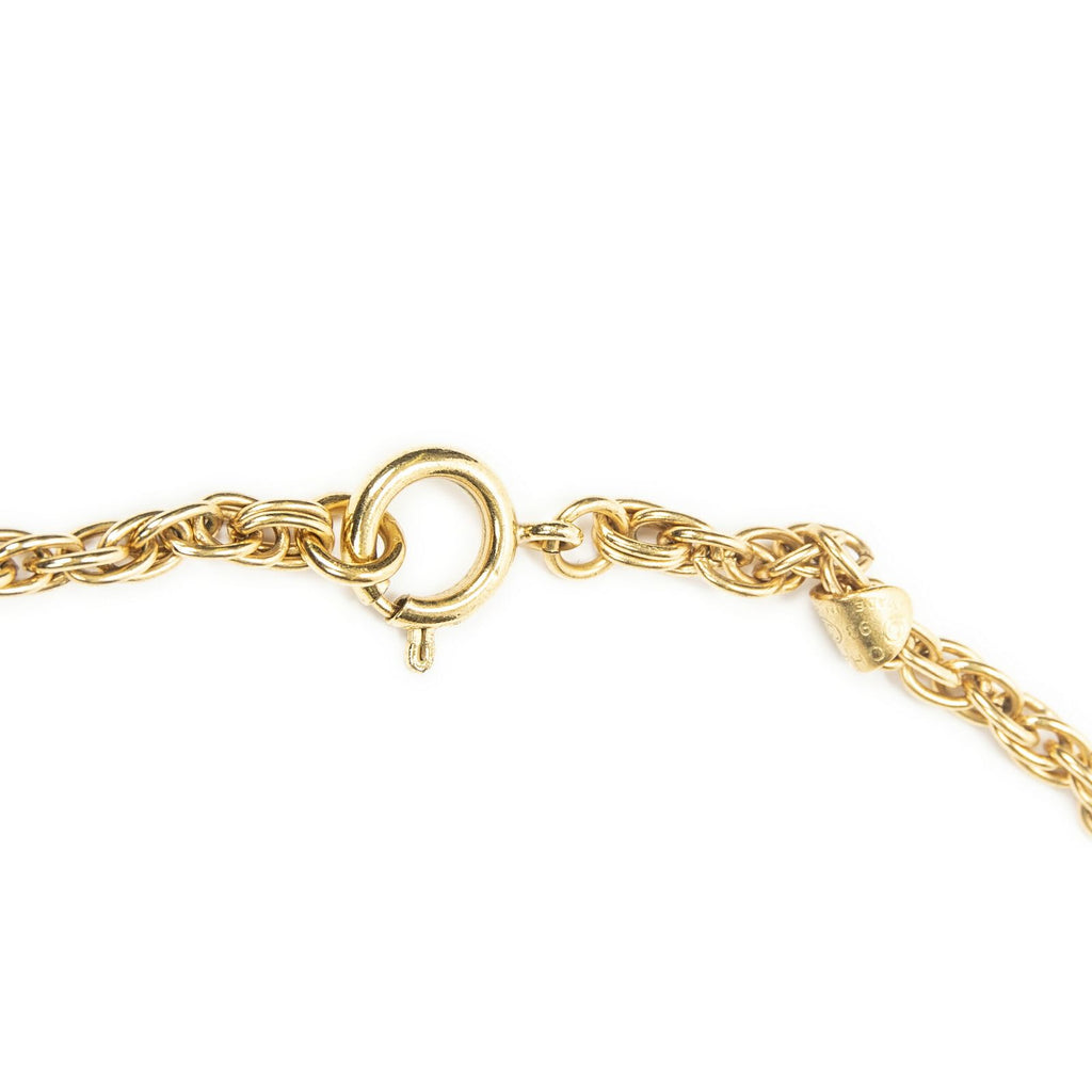 Chanel CC Round Pendant Chain Necklace Gold Plated — view 3