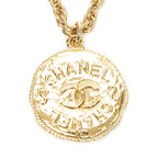 Chanel CC Round Pendant Chain Necklace Gold Plated — view 2