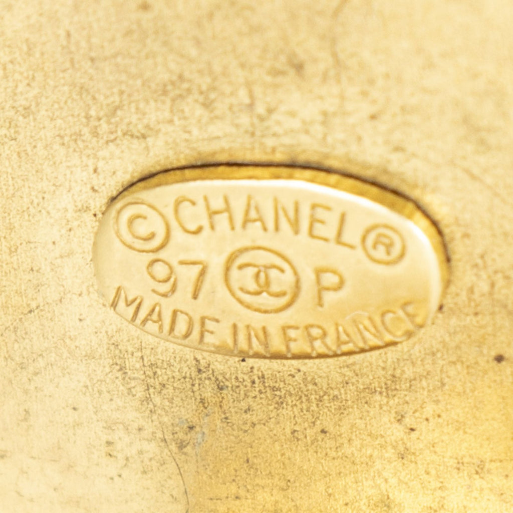 Chanel CC Resin Holographic Camellia Round Clip on Earrings Gold — view 3