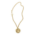 Chanel CC Round Pendant Chain Necklace Gold Plated