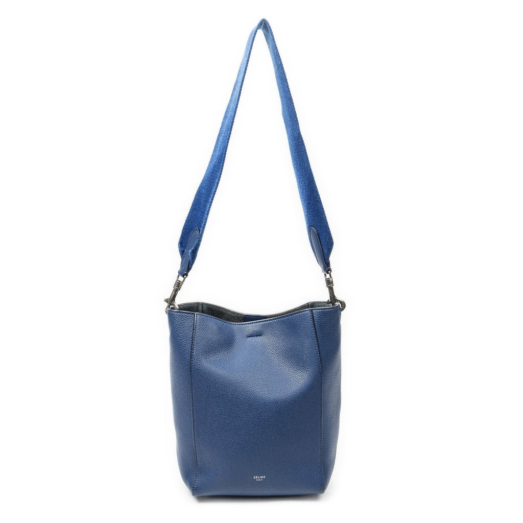 Celine Small Sangle Blue Gray Calfskin Leather Messenger