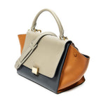 Celine Small Tricolor Trapeze Navy Beige Orange Calfskin Leather Messenger — view 2