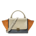 Celine Small Tricolor Trapeze Navy Beige Orange Calfskin Leather Messenger