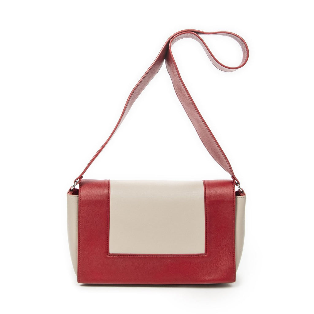 Celine Frame Cross Belt Bag Red Beige Calfskin Leather — view 5