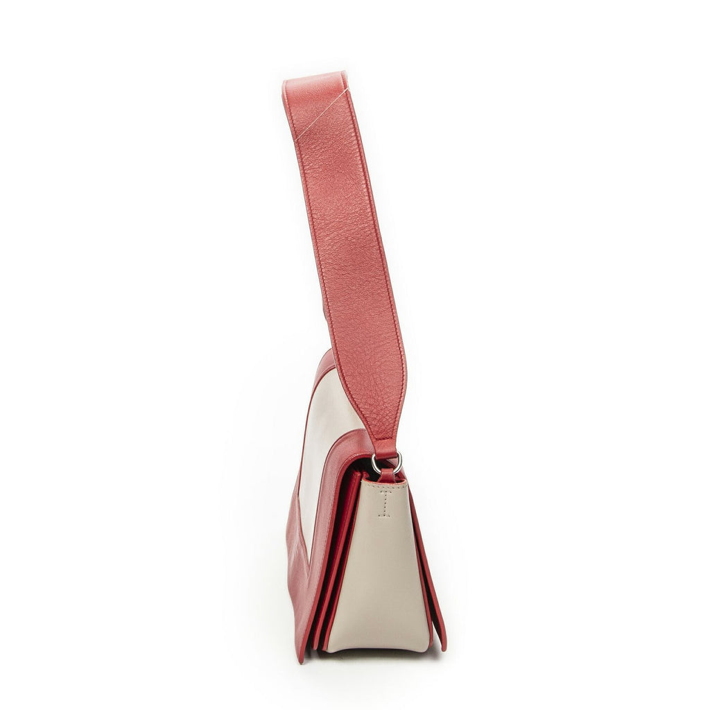 Celine Frame Cross Belt Bag Red Beige Calfskin Leather — view 3