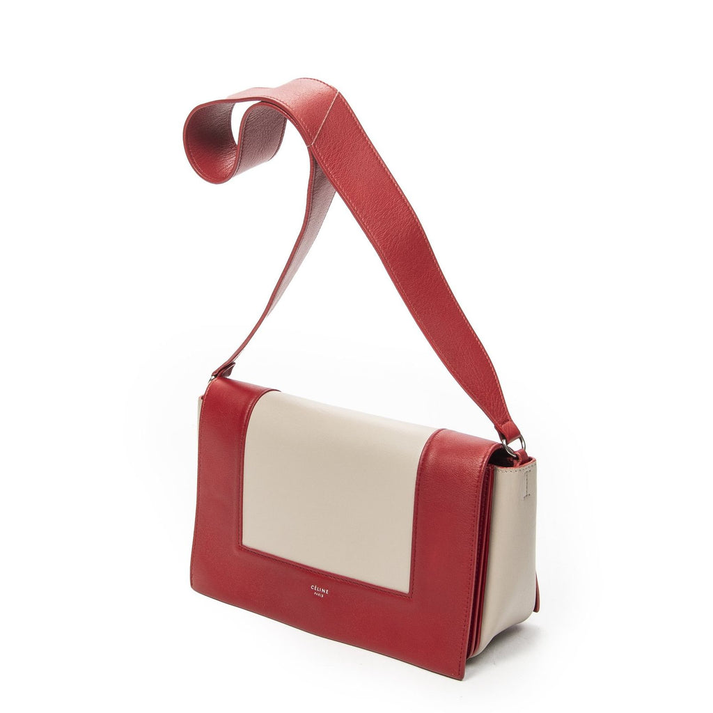 Celine Frame Cross Belt Bag Red Beige Calfskin Leather — view 2