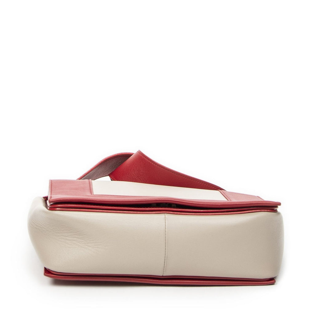 Celine Frame Cross Belt Bag Red Beige Calfskin Leather — view 6