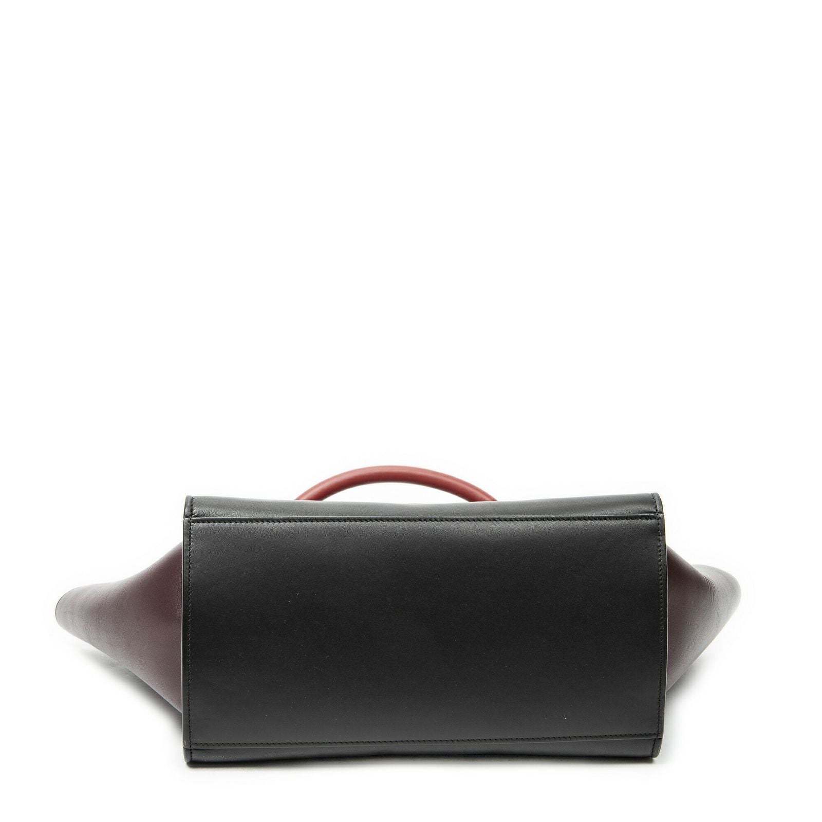 Celine Small Tricolor Trapeze Red Dark Brown Burgundy Calfskin Leather Messenger — view 6