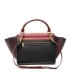 Celine Small Tricolor Trapeze Red Dark Brown Burgundy Calfskin Leather Messenger — view 5