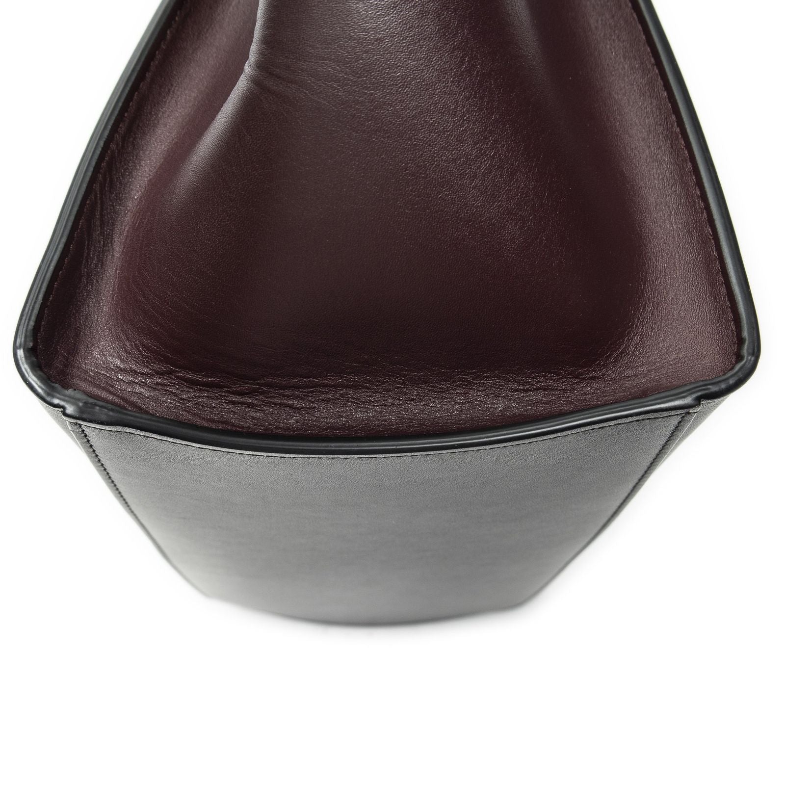 Celine Small Tricolor Trapeze Red Dark Brown Burgundy Calfskin Leather Messenger — view 8