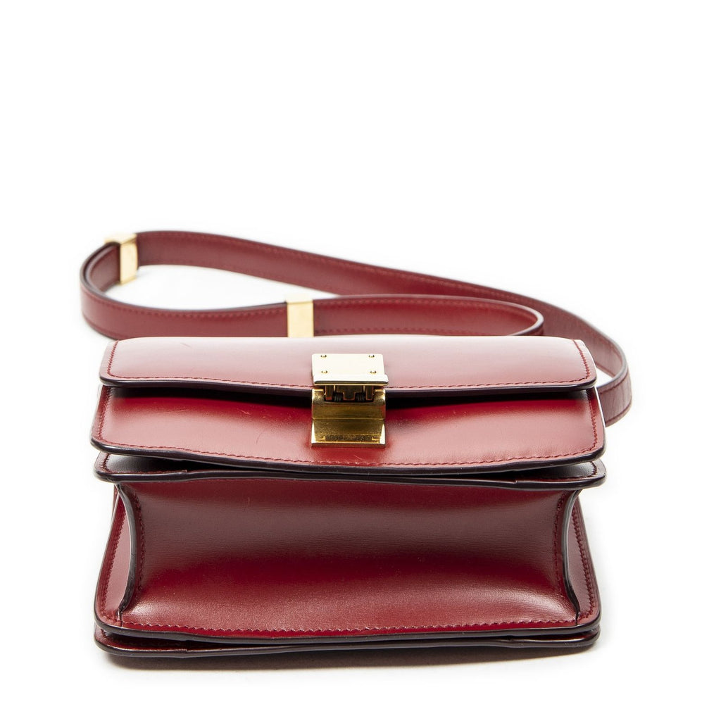 Celine Small Classic Box Red Calfskin Leather Messenger — view 6