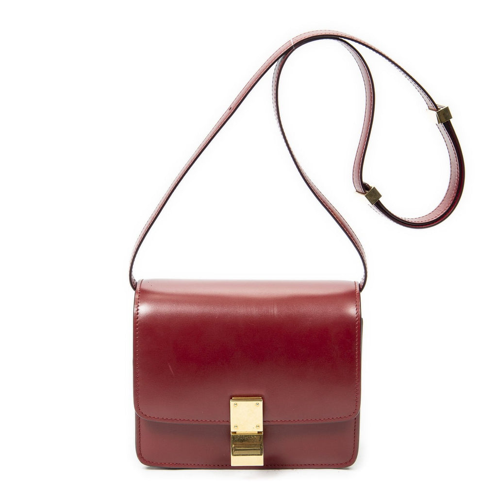 Celine Small Classic Box Red Calfskin Leather Messenger
