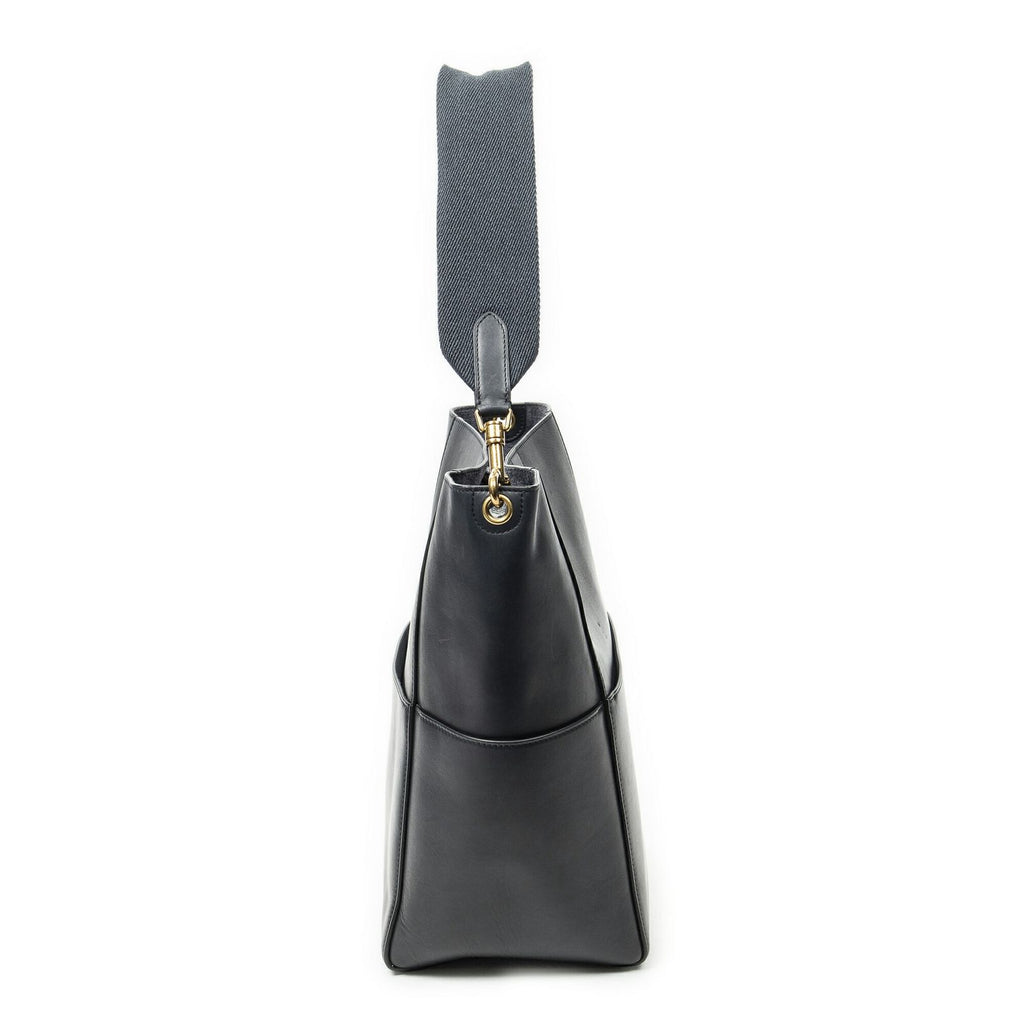 Celine Medium Seau Sangle Navy Calfskin Leather Messenger — view 3