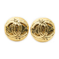 Chanel CC Logo Round Clip Type Earrings Gold Plated