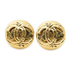 Chanel CC Logo Round Clip Type Earrings Gold Plated