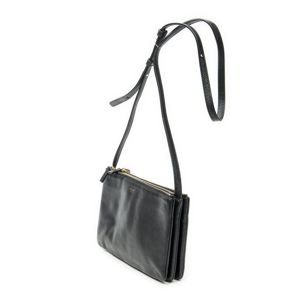 Celine Small Trio Crossbody Black Calfskin Leather — view 2