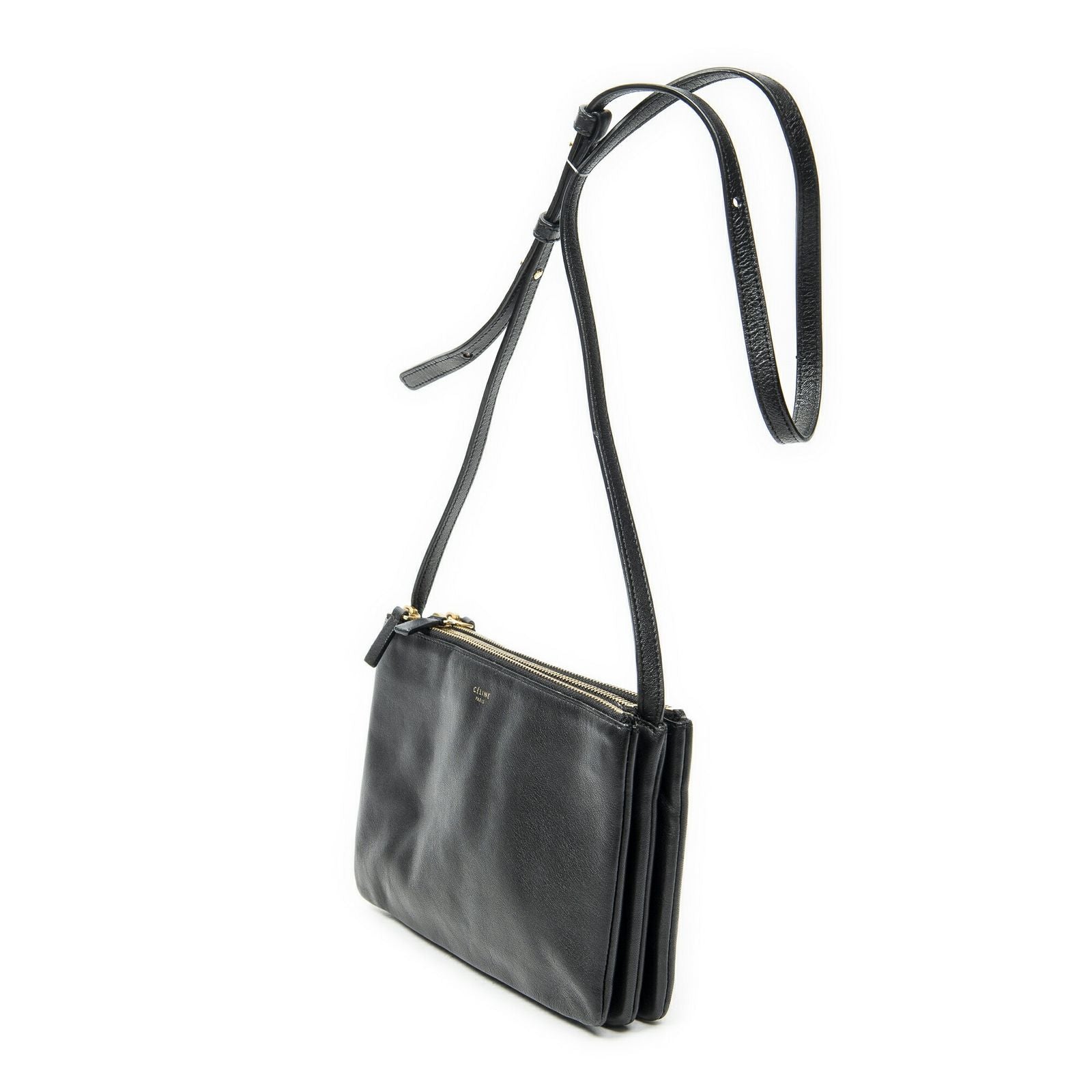 Celine Small Trio Crossbody Black Calfskin Leather — view 2