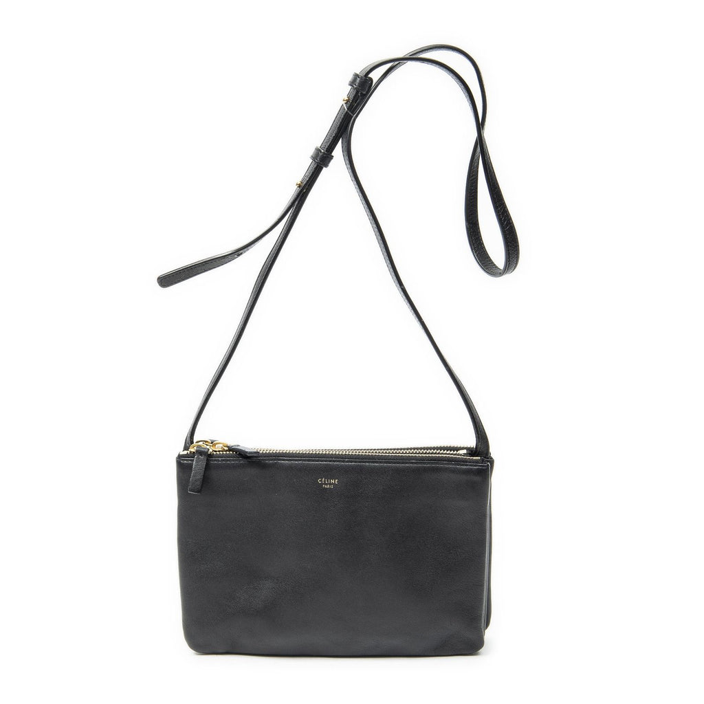 Celine Small Trio Crossbody Black Calfskin Leather