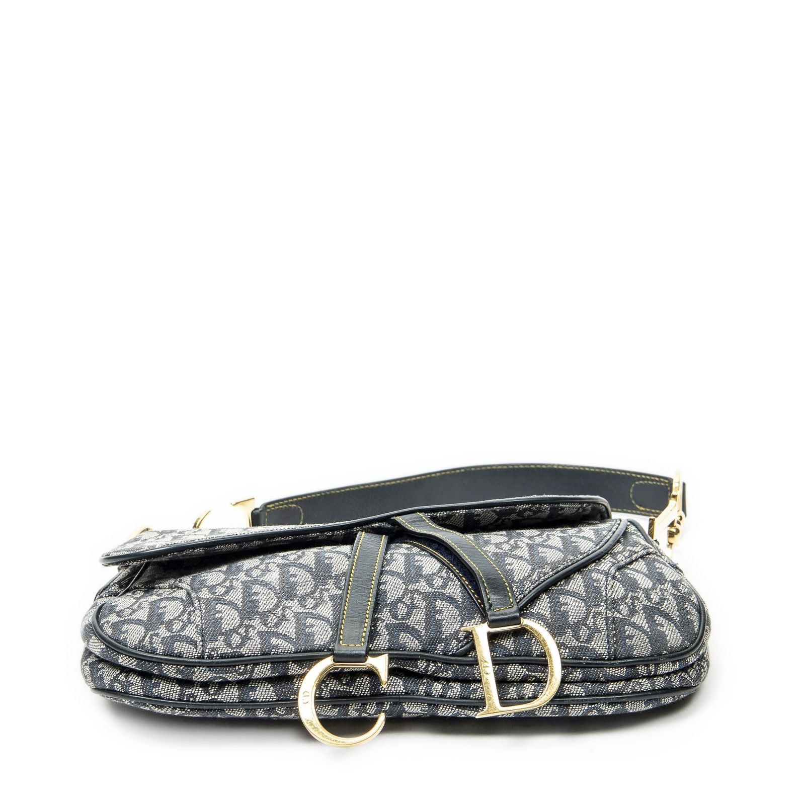 Dior Trotter Double Saddle Bag Navy Gray Pattern Canvas — view 6