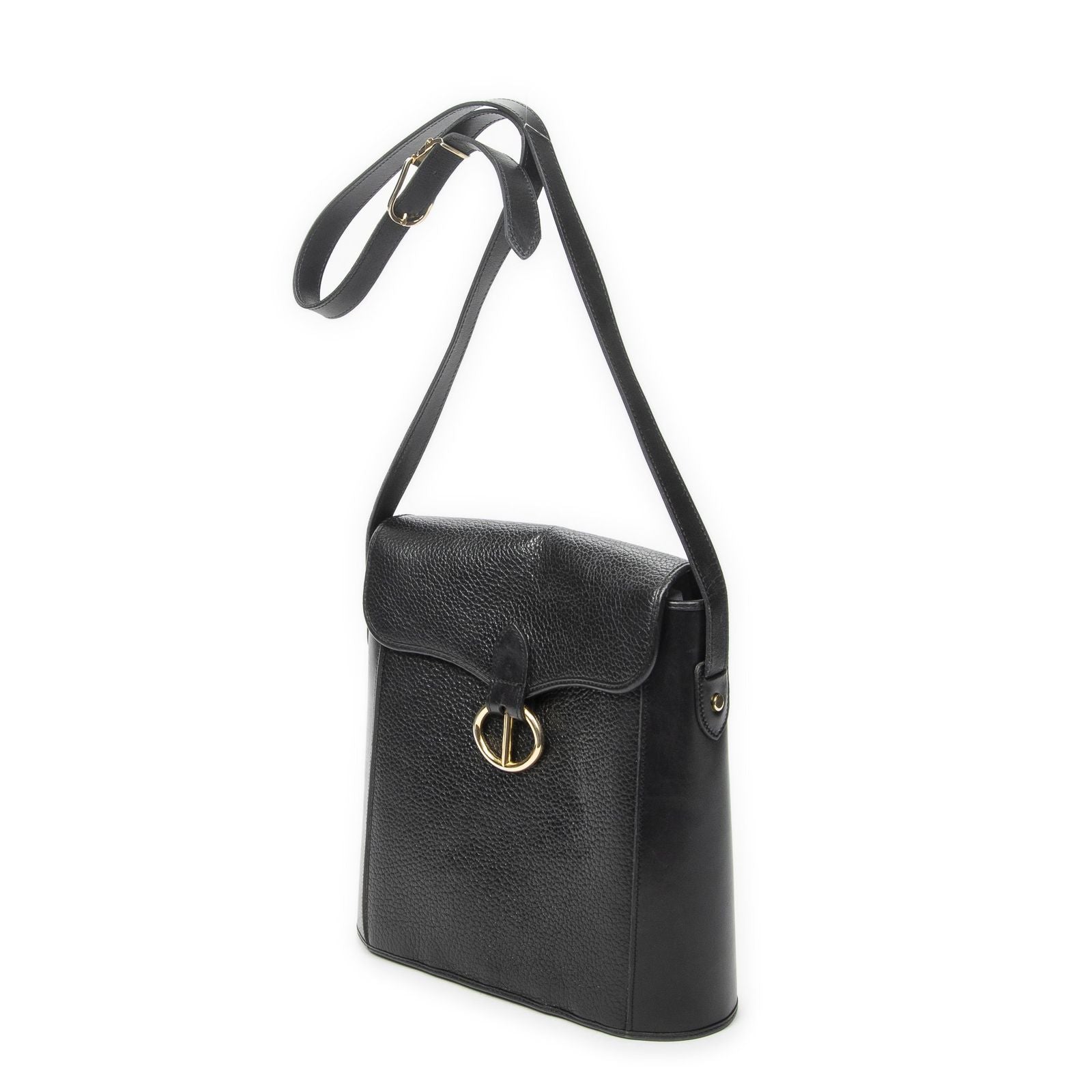 Dior Vintage Bucket Tote Black Gray Calfskin Leather — view 2