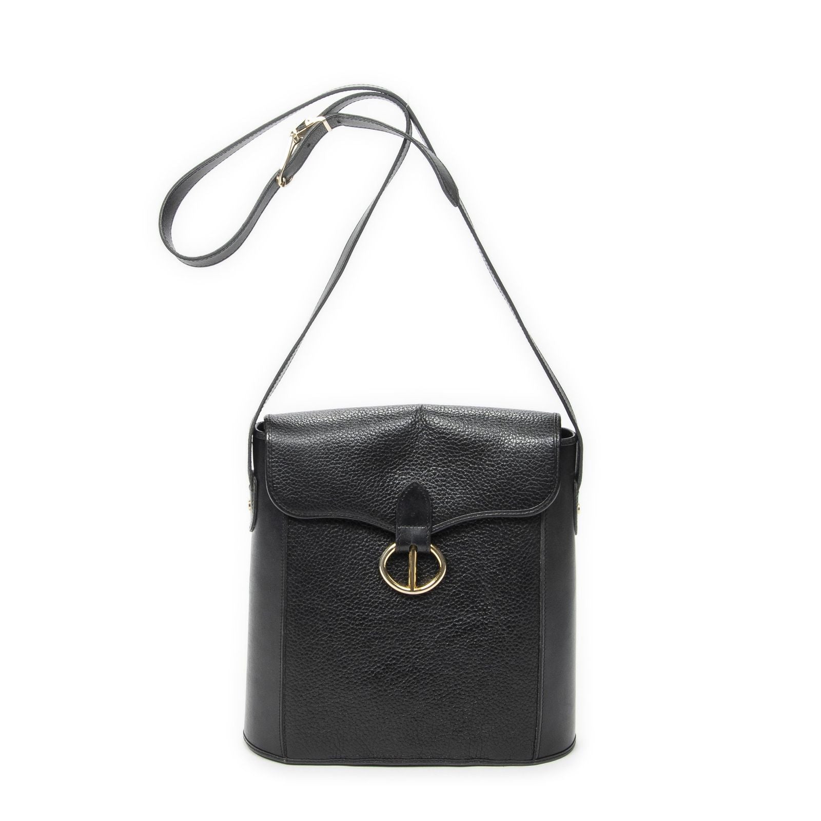 Dior Vintage Bucket Tote Black Gray Calfskin Leather