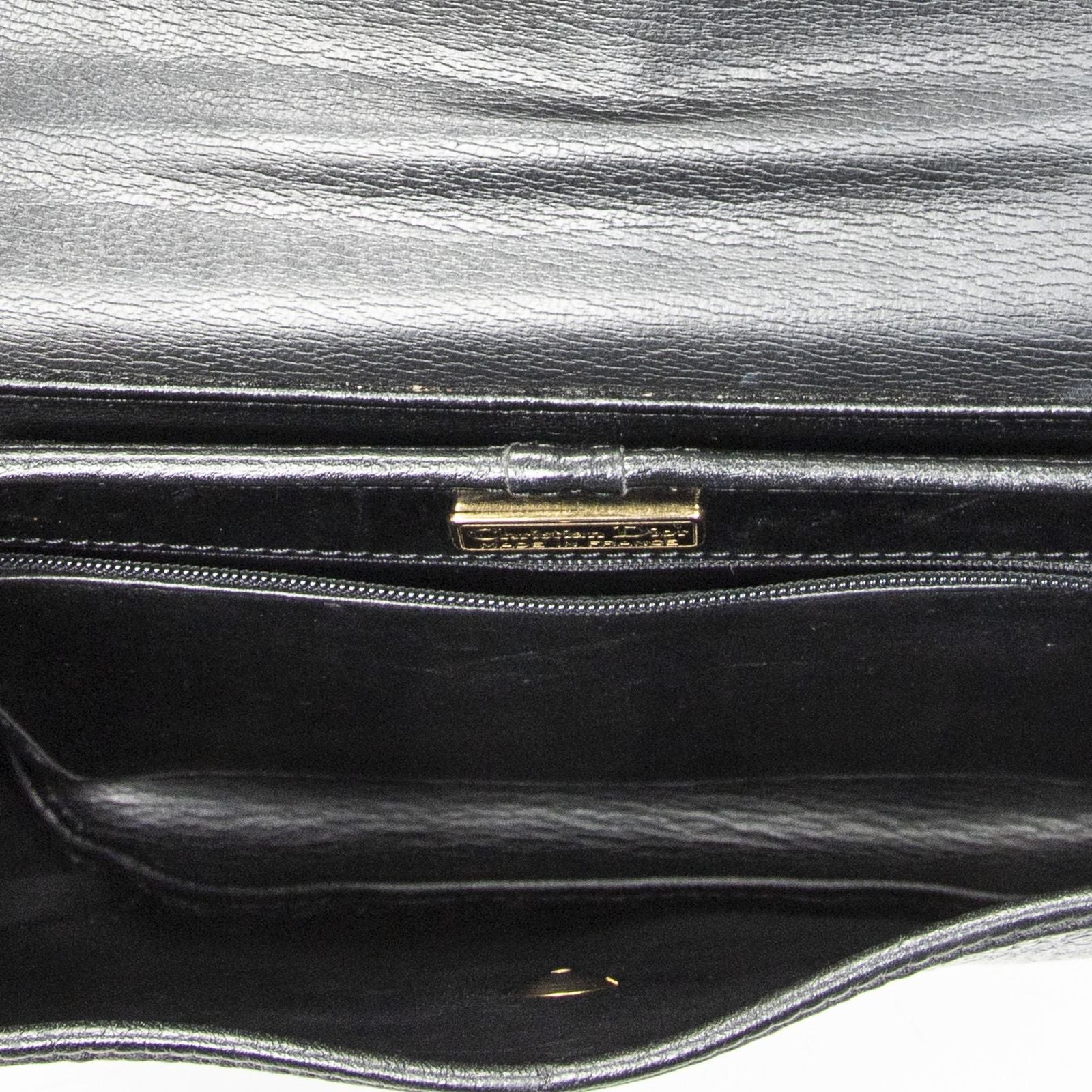 Dior Vintage Bucket Tote Black Gray Calfskin Leather — view 9