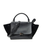Celine Small Medium Swing Black Gray Calfskin Leather Messenger