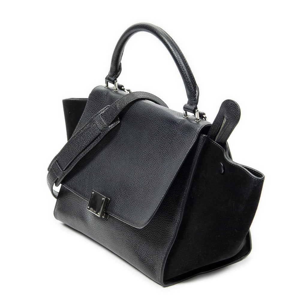 Celine Small Medium Swing Black Gray Calfskin Leather Messenger — view 2