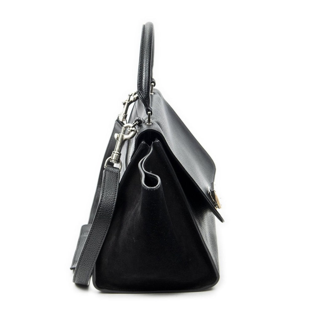 Celine Small Medium Swing Black Gray Calfskin Leather Messenger — view 4