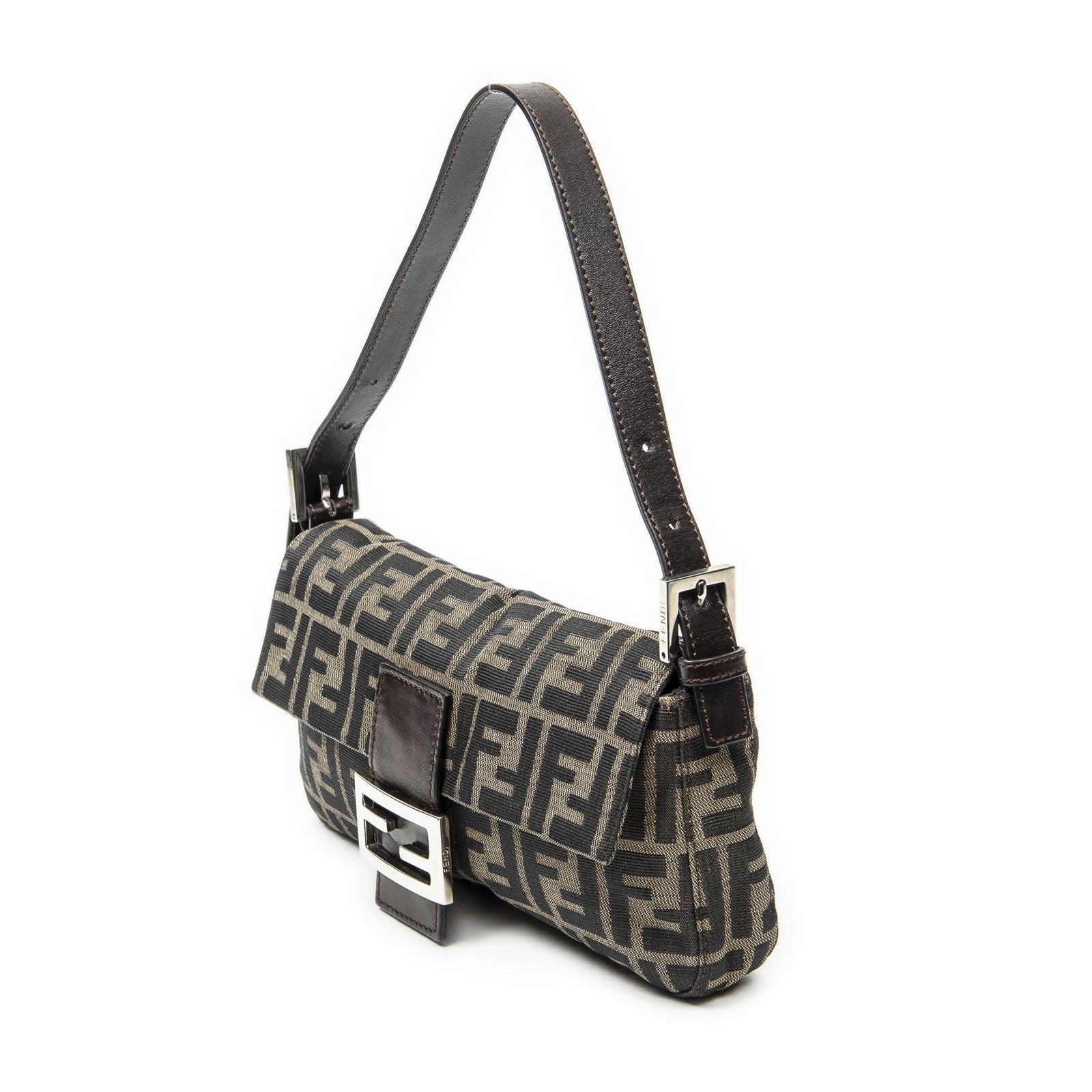 Fendi Baguette Tan Dark Brown Zucca Canvas Messenger — view 2
