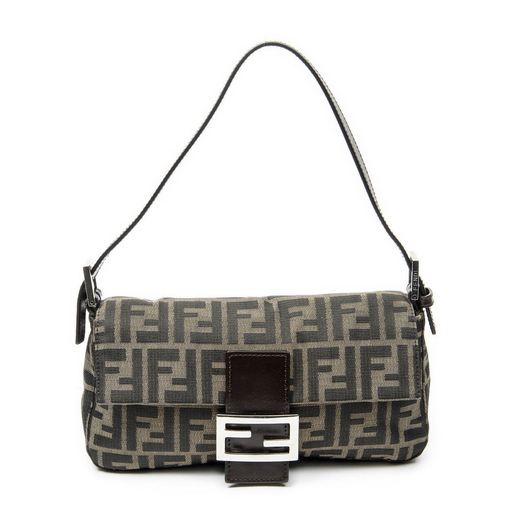 Fendi Baguette Tan Dark Brown Zucca Canvas Messenger