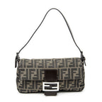 Fendi Baguette Tan Dark Brown Zucca Canvas Messenger