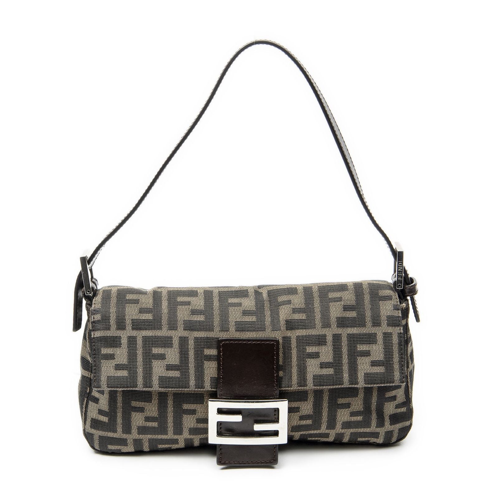 Fendi Baguette Tan Dark Brown Zucca Canvas Messenger