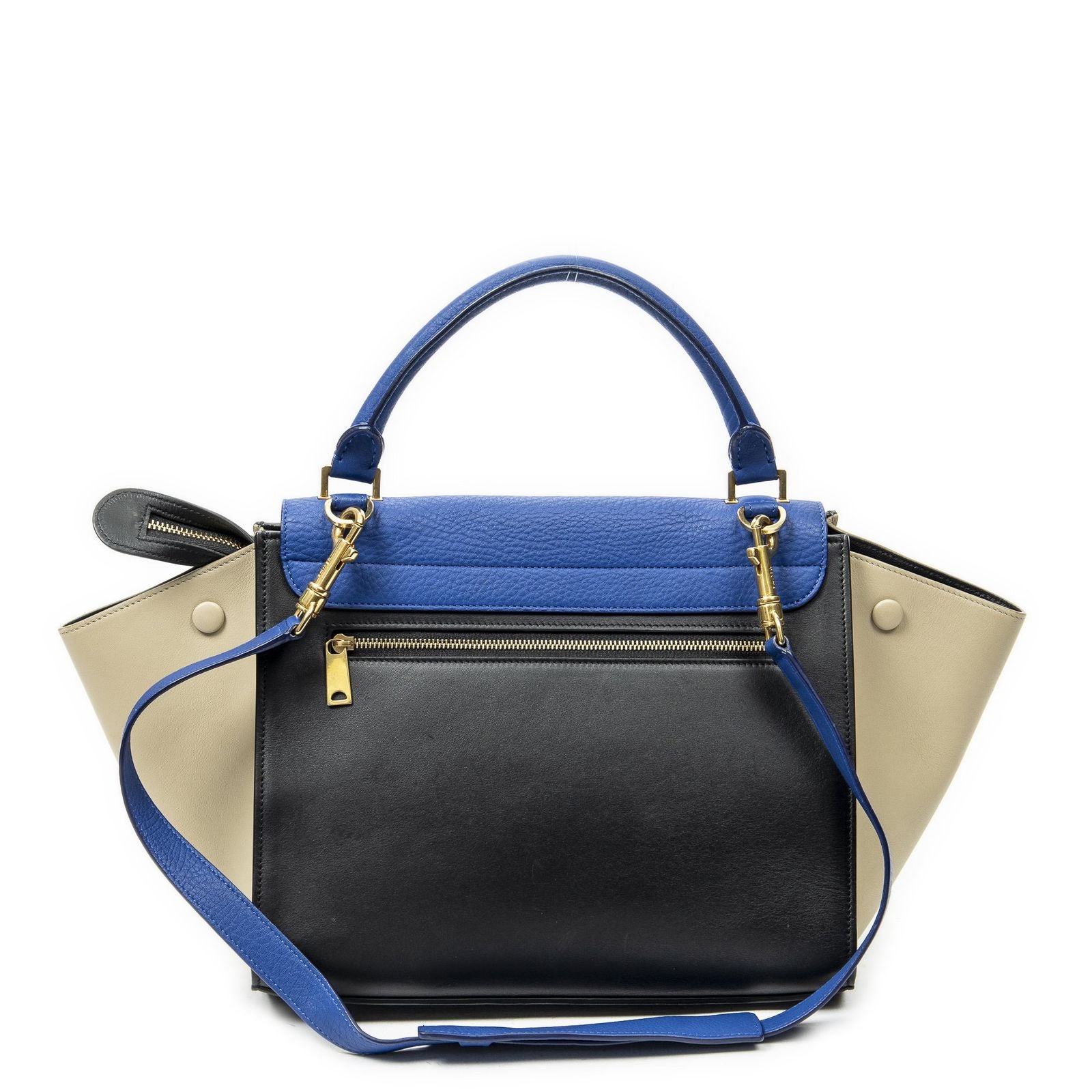 Celine Small Medium Swing Blue Black Beige Calfskin Leather Messenger — view 5